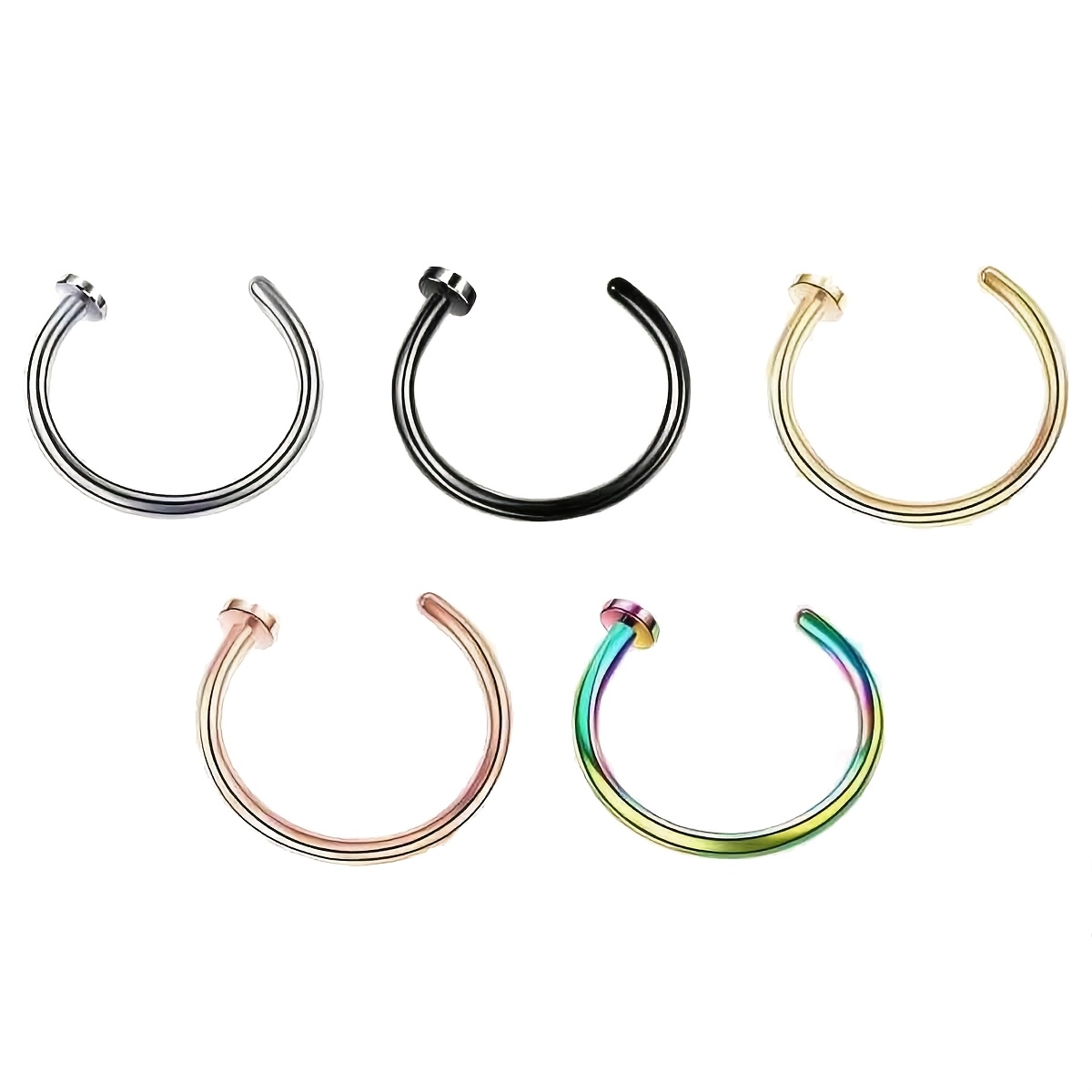 1/3/5pcs Women Fake Piercing Nose Ring C Shape Lip Ring Set